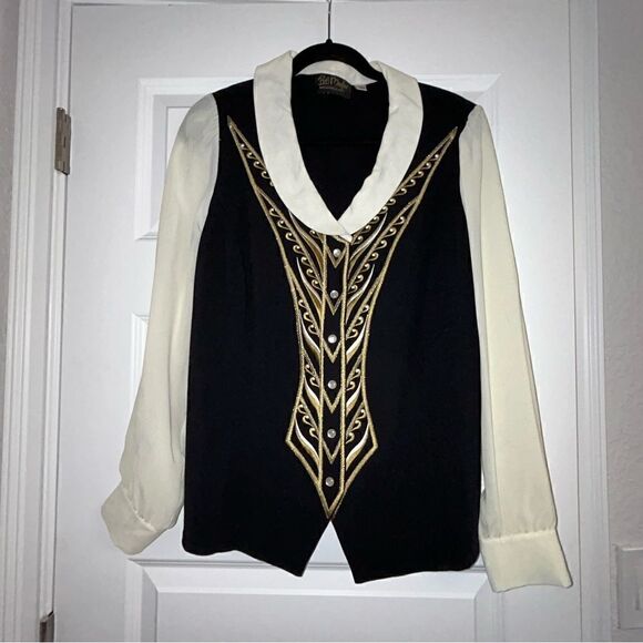 Bob Mackie Wearable Art Button Front Vest Blouse Top - Picture 1 of 8